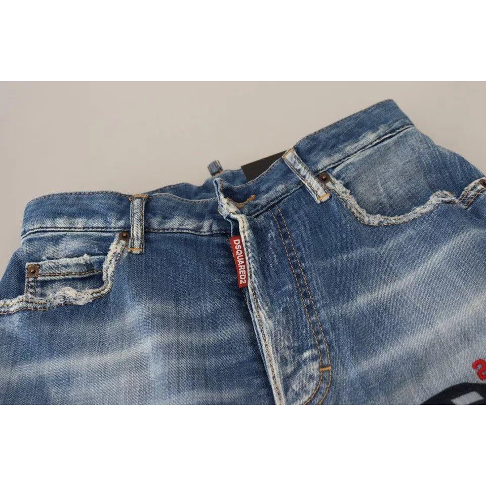 Dsquared² Blue Washed High Waist Straight Denim Boston Jeans Dsquared² Dim Gray