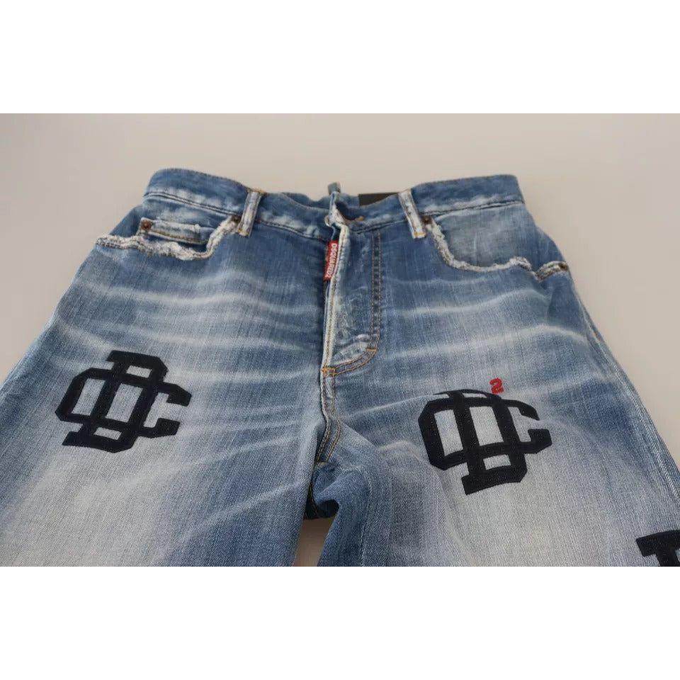 Dsquared² Blue Washed High Waist Straight Denim Boston Jeans Dsquared² Slate Gray