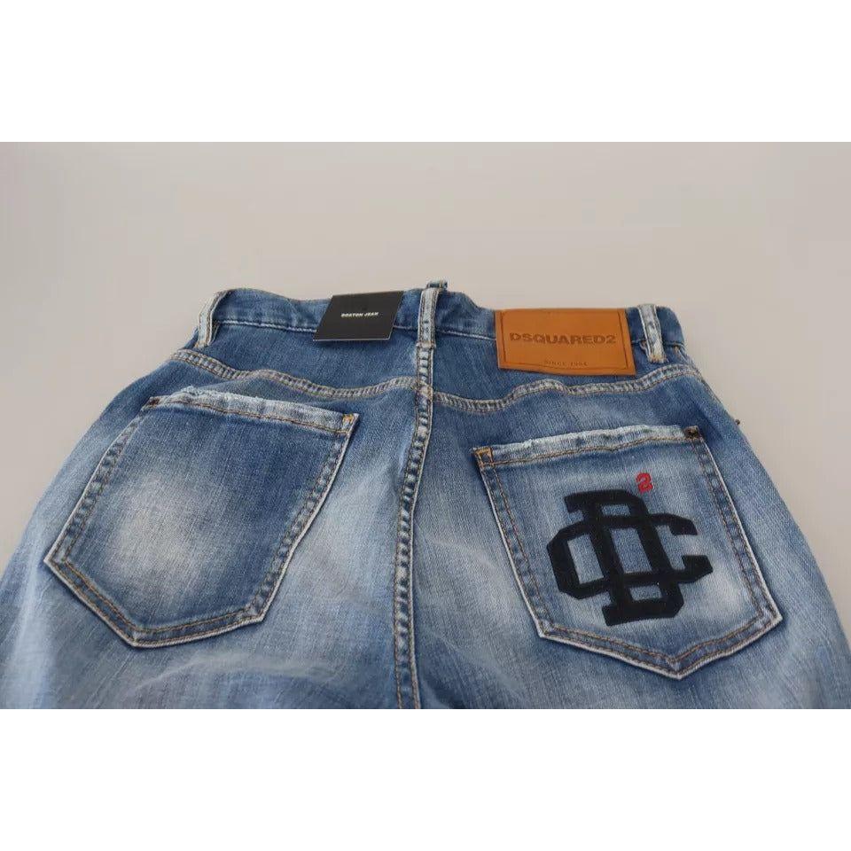 Dsquared² Blue Washed High Waist Straight Denim Boston Jeans Dsquared² Dark Gray