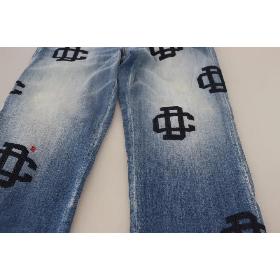 Dsquared² Blue Washed High Waist Straight Denim Boston Jeans Dsquared² Light Slate Gray