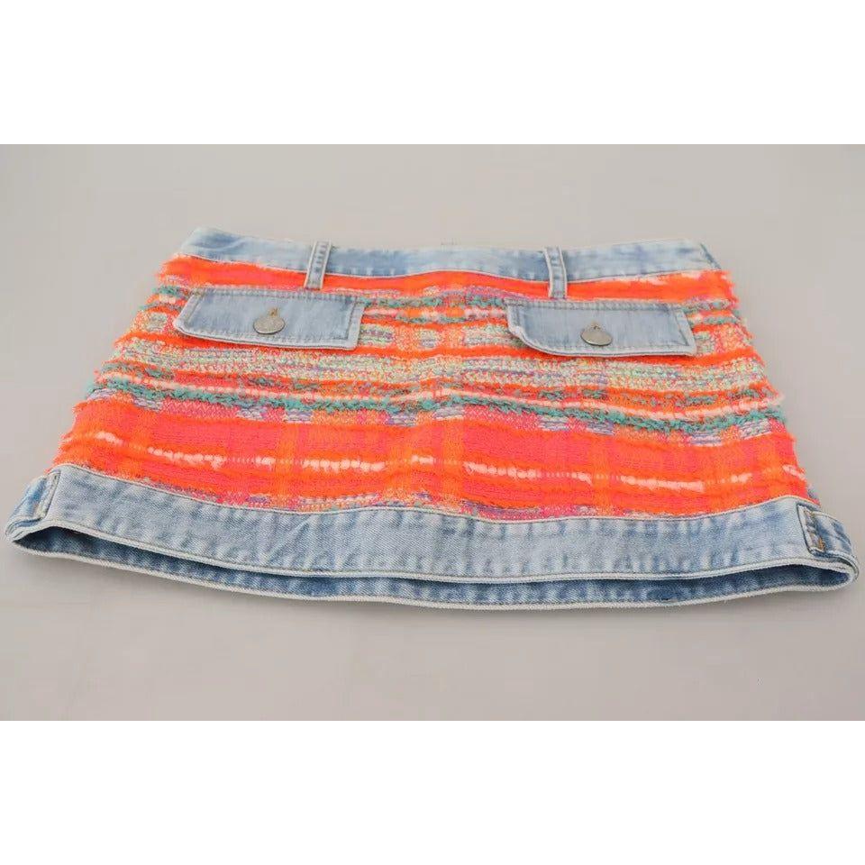 Dsquared² Multicolor Polyester Low Waist A-line Denim Skirt Dsquared² Gray