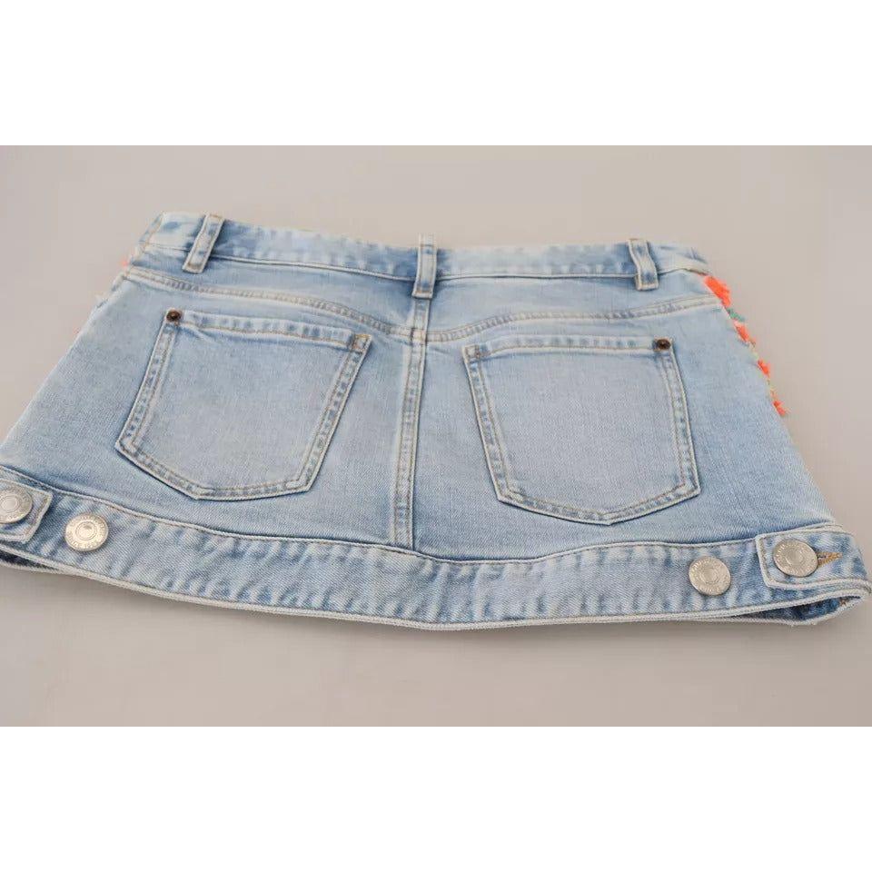 Dsquared² Multicolor Polyester Low Waist A-line Denim Skirt Dsquared² Dark Gray