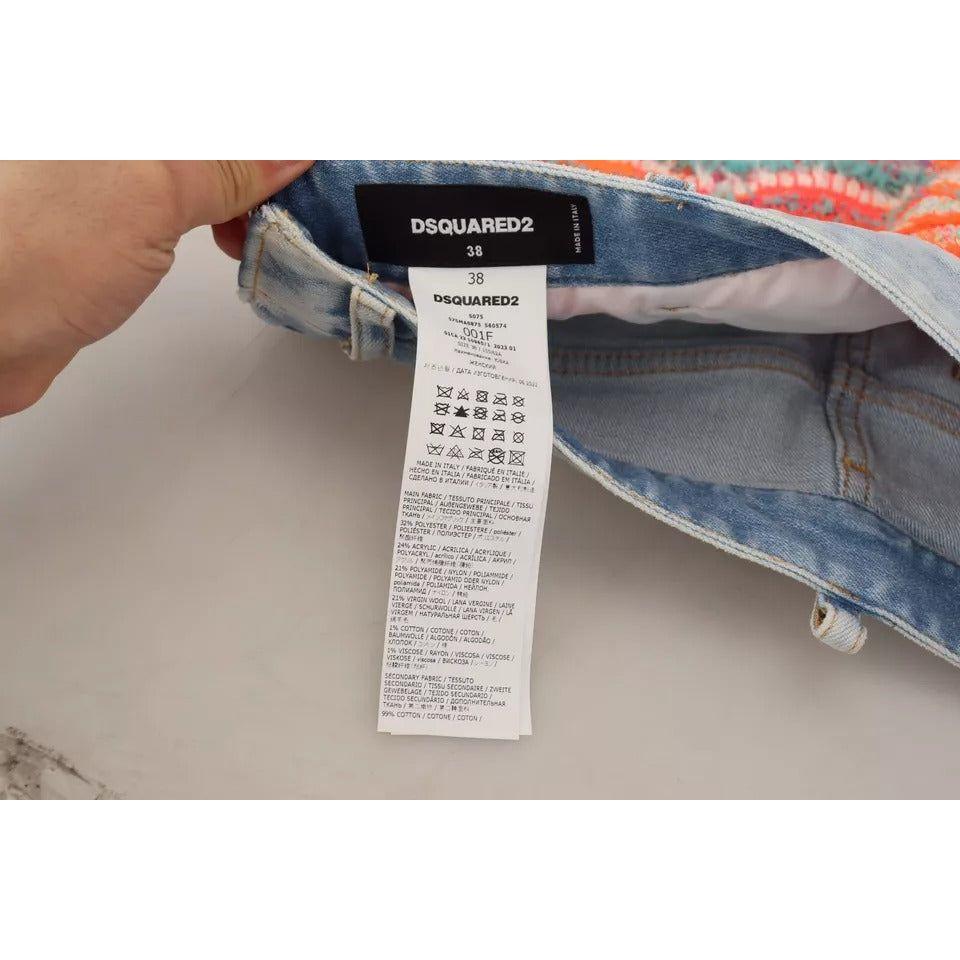 Dsquared² Multicolor Polyester Low Waist A-line Denim Skirt Dsquared² Rosy Brown