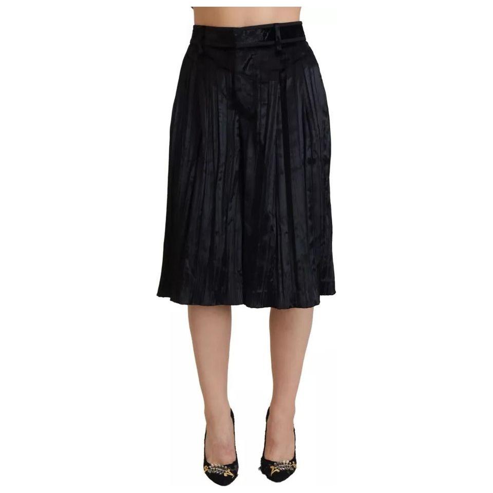 Dsquared² Black Pleated High Waist Wide Leg Cropped Pants Dsquared² Rosy Brown