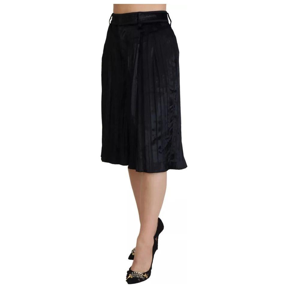 Dsquared² Black Pleated High Waist Wide Leg Cropped Pants Dsquared² Rosy Brown