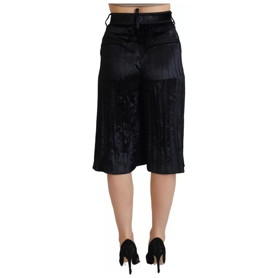 Dsquared² Black Pleated High Waist Wide Leg Cropped Pants Dsquared² Rosy Brown