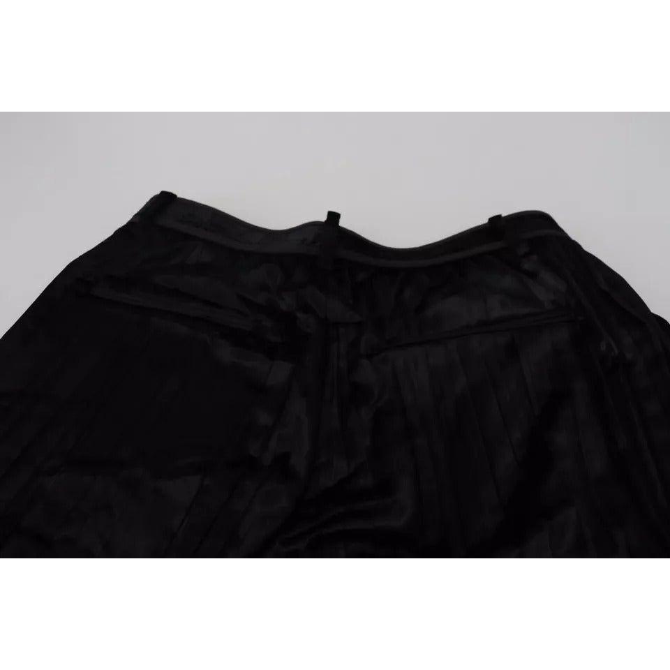 Dsquared² Black Pleated High Waist Wide Leg Cropped Pants Dsquared² Black