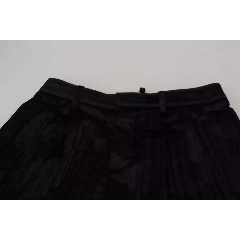 Dsquared² Black Pleated High Waist Wide Leg Cropped Pants Dsquared² Black