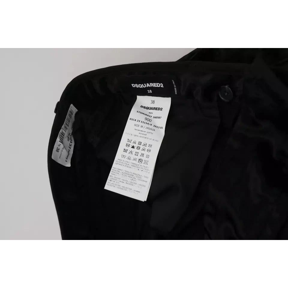 Dsquared² Black Pleated High Waist Wide Leg Cropped Pants Dsquared² Black