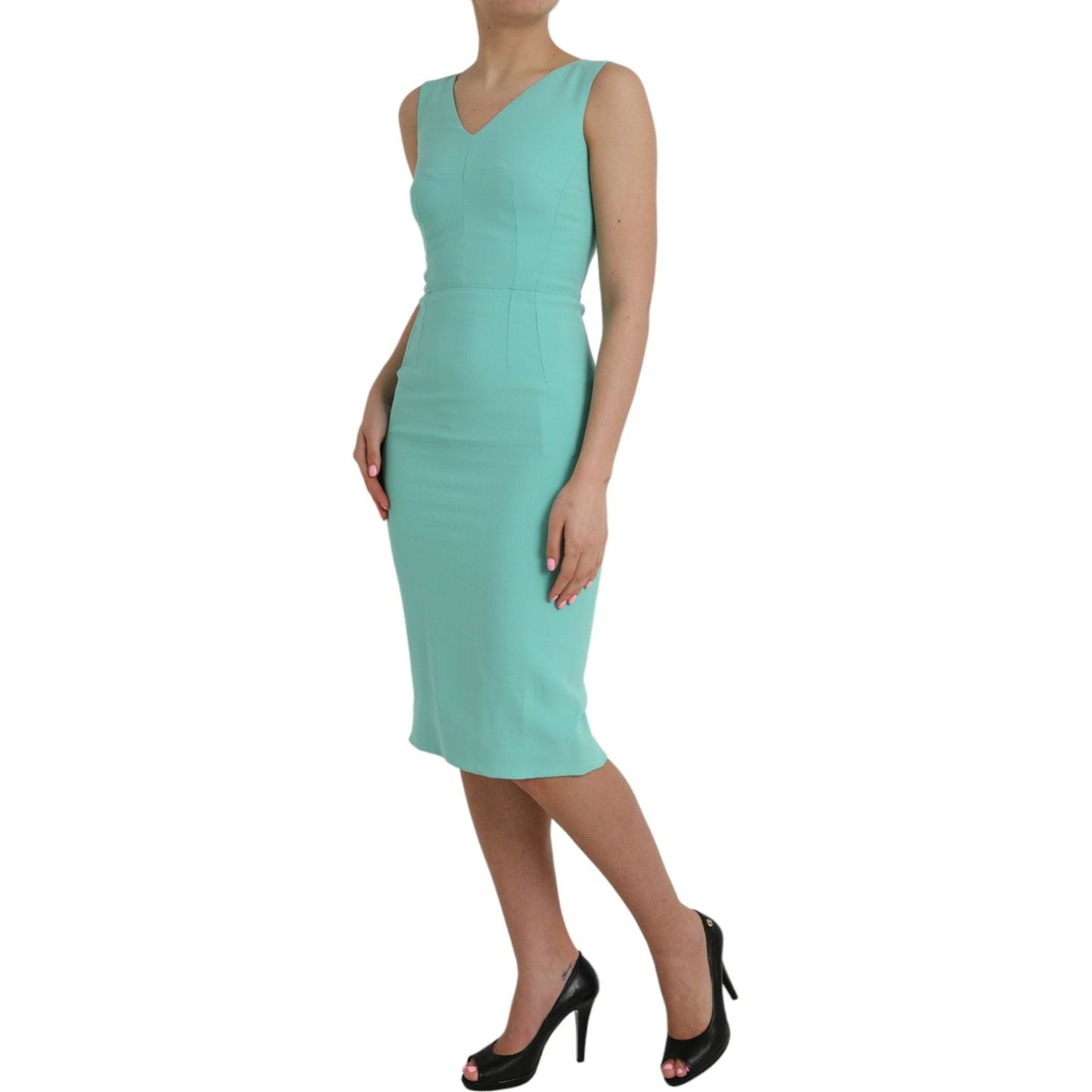 Dolce & Gabbana Green Viscose Sleeveless Bodycon Midi Dress Dolce & Gabbana Light Slate Gray