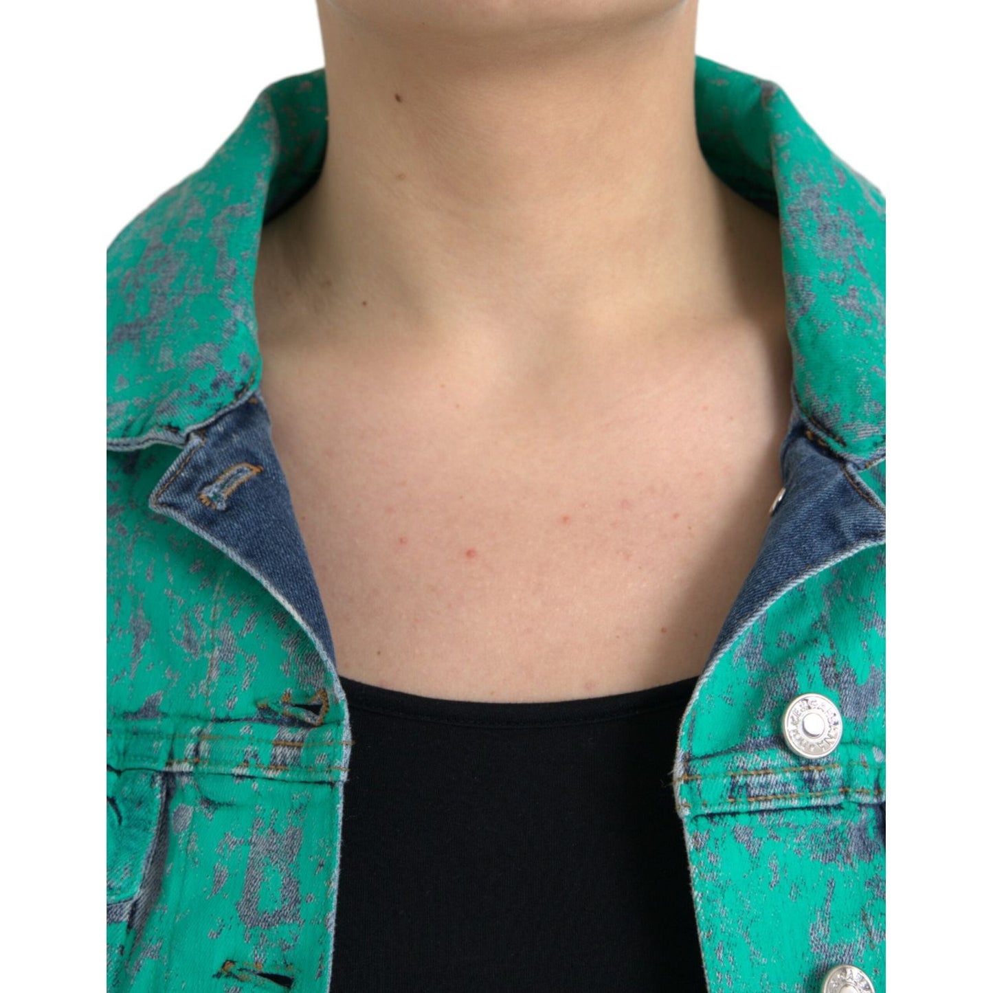 Dolce & Gabbana Green Cotton Tie Dye Cropped Cropped Denim Jacket Dolce & Gabbana Tan