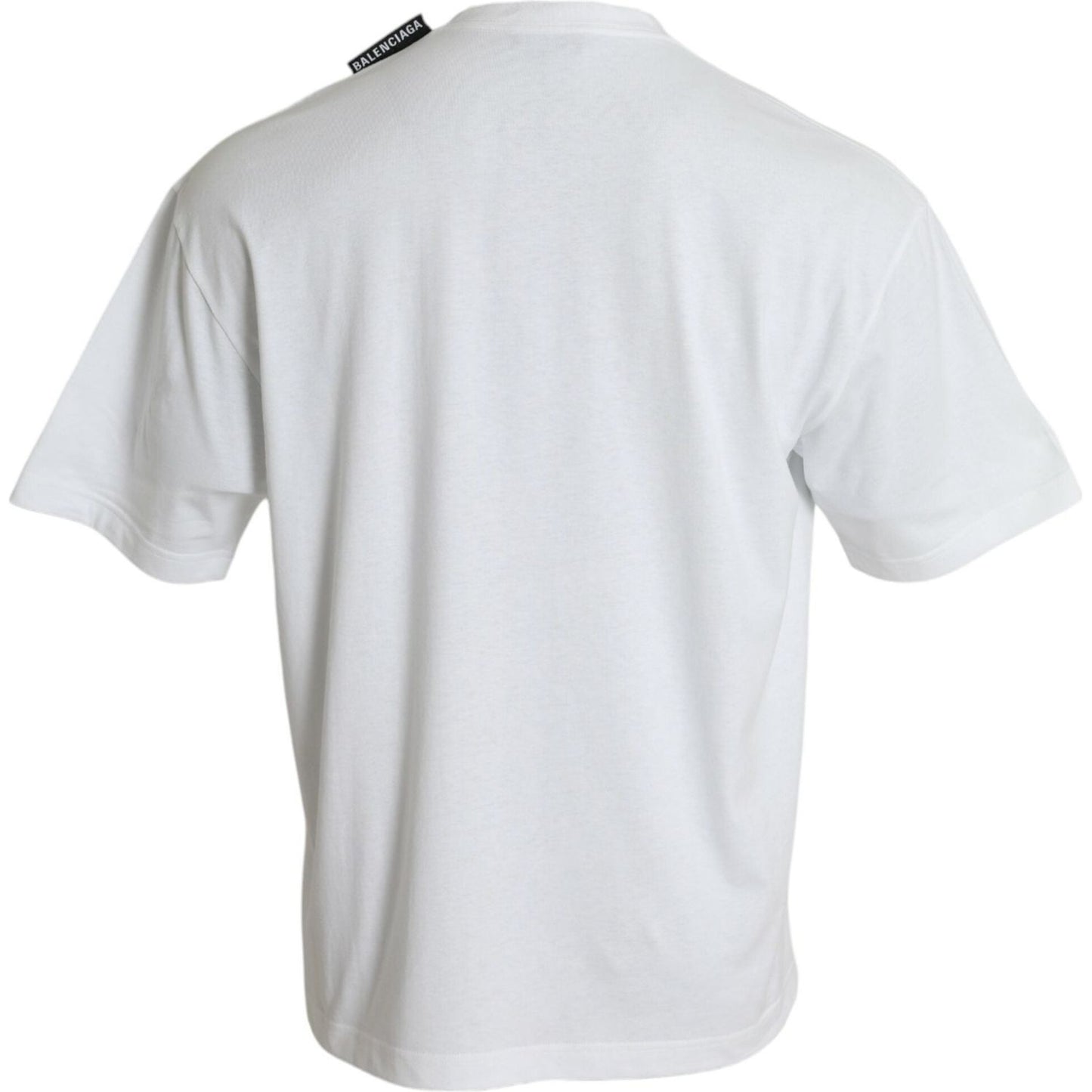 Balenciaga Off White Cotton Jersey Round Neck T-shirt Balenciaga Light Gray