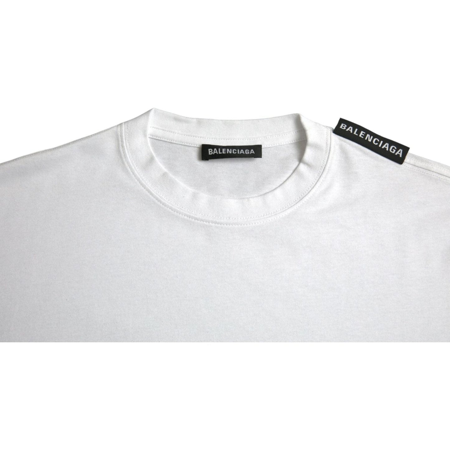 Balenciaga Off White Cotton Jersey Round Neck T-shirt Balenciaga Light Gray