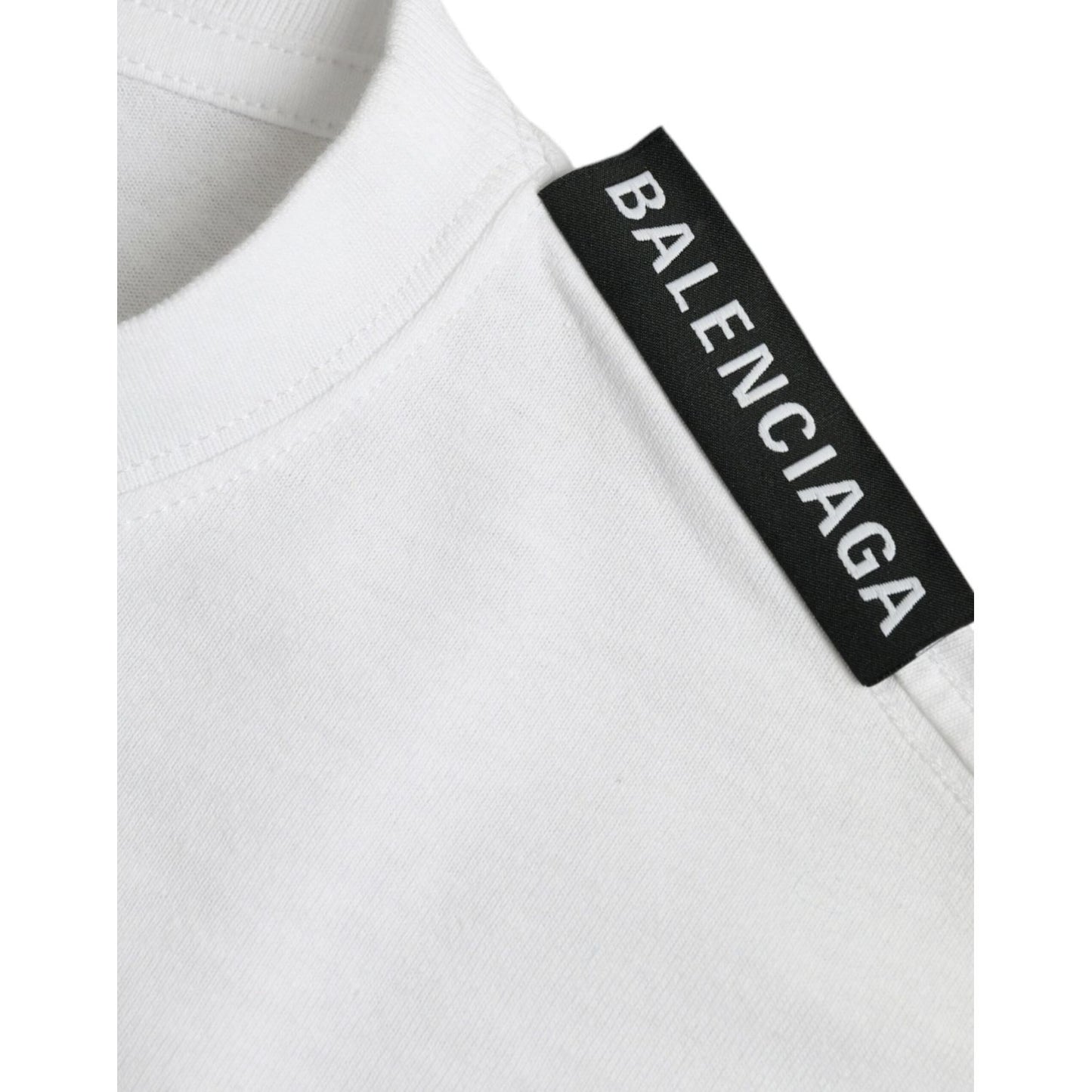 Balenciaga Off White Cotton Jersey Round Neck T-shirt Balenciaga Light Gray