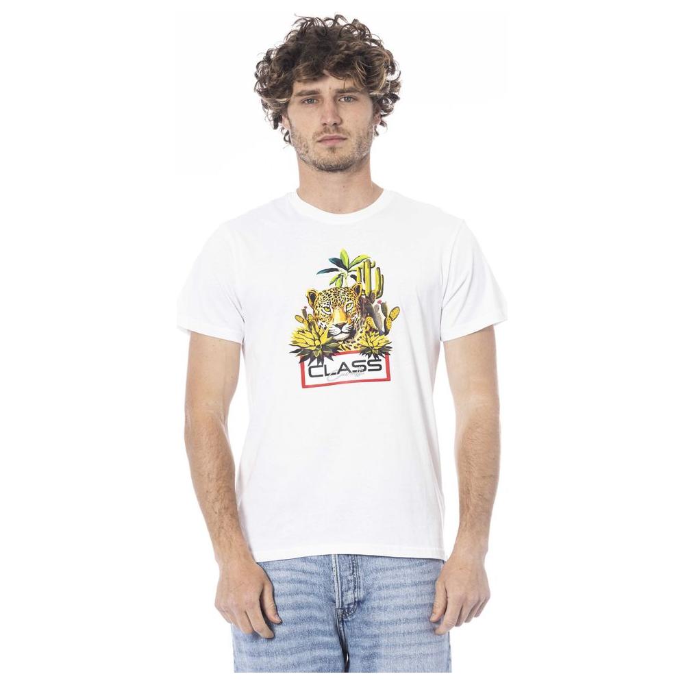 Cavalli Class White Cotton Men T-Shirt Cavalli Class Antique White