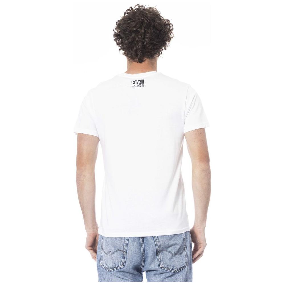 Cavalli Class White Cotton Men T-Shirt Cavalli Class Beige