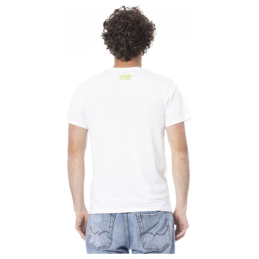 Cavalli Class White Cotton Men T-Shirt Cavalli Class Lavender