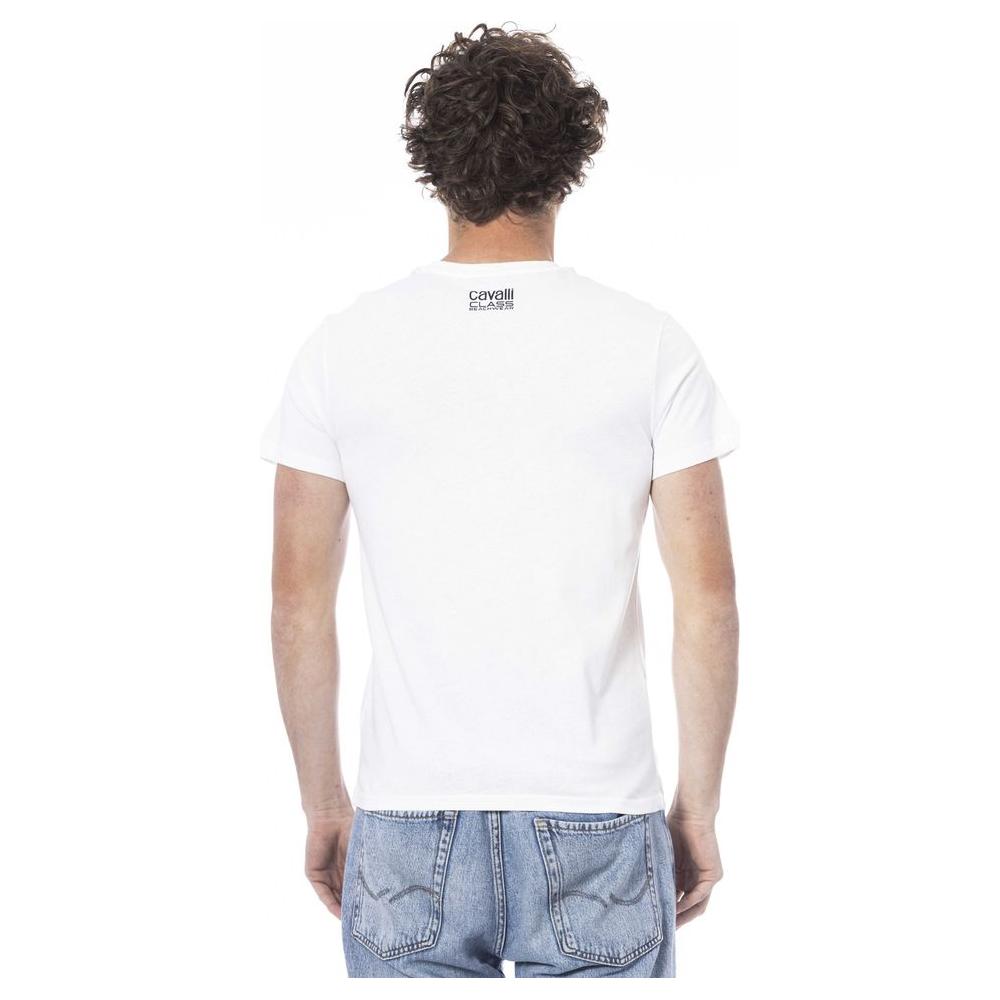 Cavalli Class White Cotton Men T-Shirt Cavalli Class Lavender