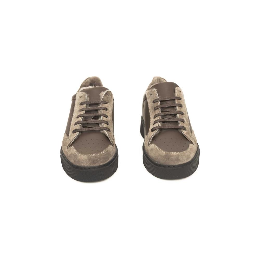 Cerruti 1881 Beige Cowhide Men Sneaker Cerruti 1881 Dim Gray