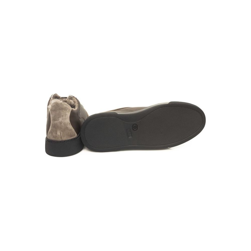 Cerruti 1881 Beige Cowhide Men Sneaker Cerruti 1881 Dark Slate Gray