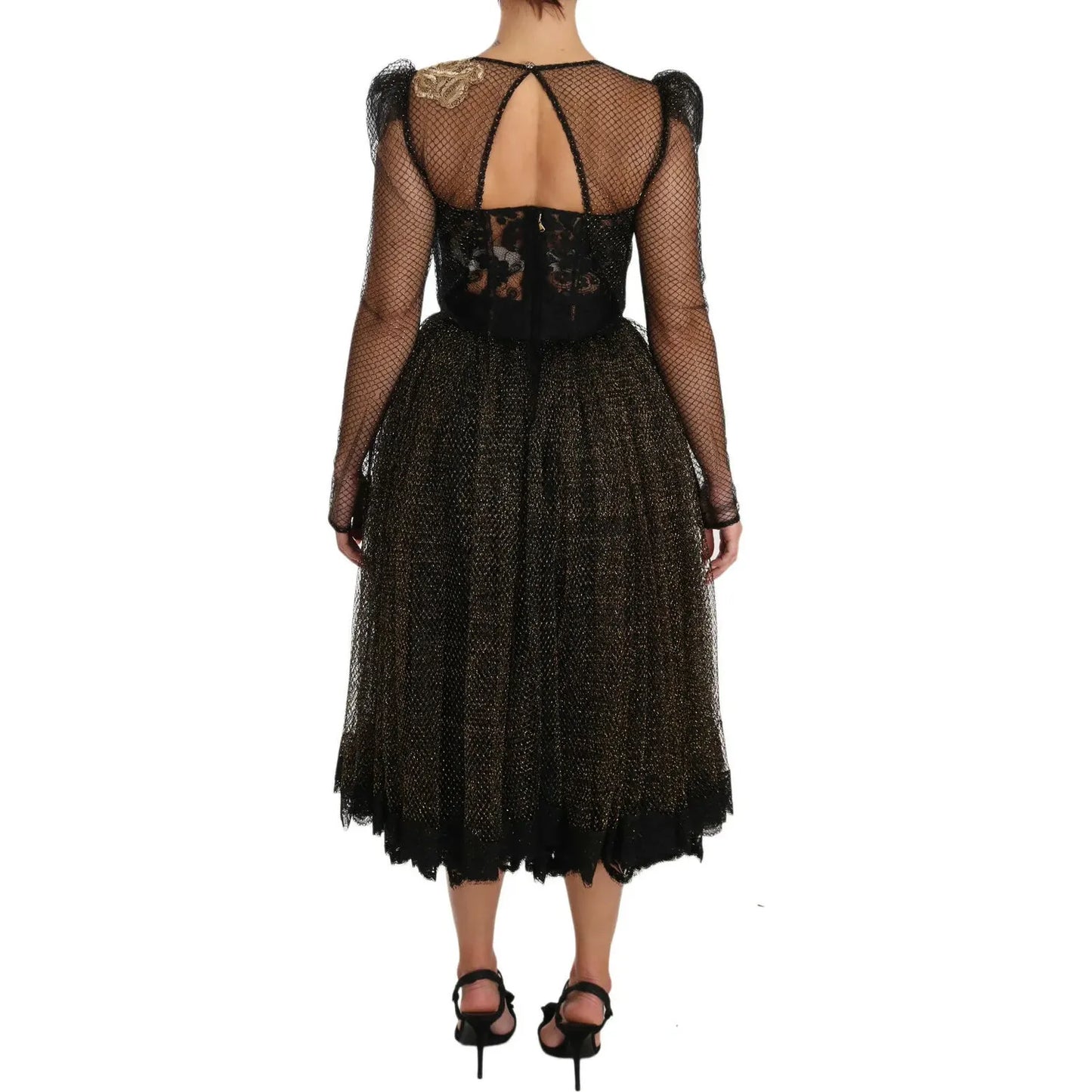 Dolce & Gabbana Black Gold Crystal Heart A-line Dress Dolce & Gabbana Rosy Brown