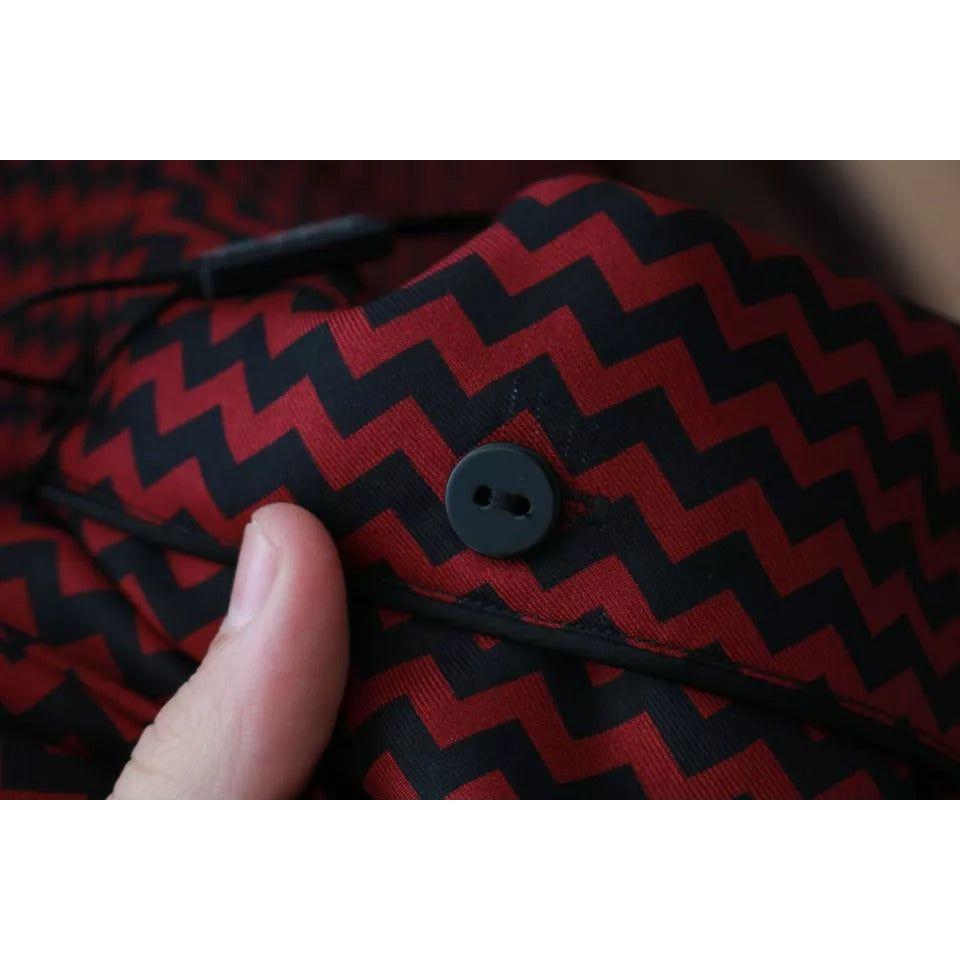Dolce & Gabbana Black Red Zigzag Pattern Casual Shirt Dolce & Gabbana Black