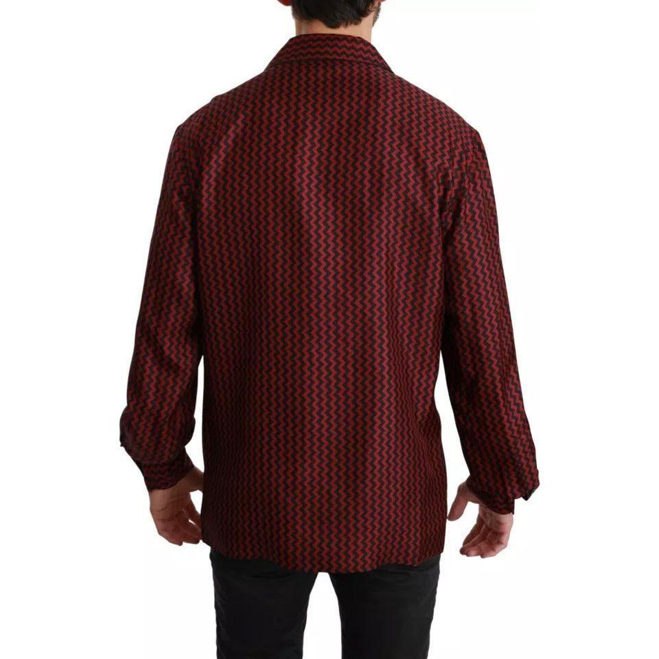 Dolce & Gabbana Black Red Zigzag Pattern Casual Shirt Dolce & Gabbana Black