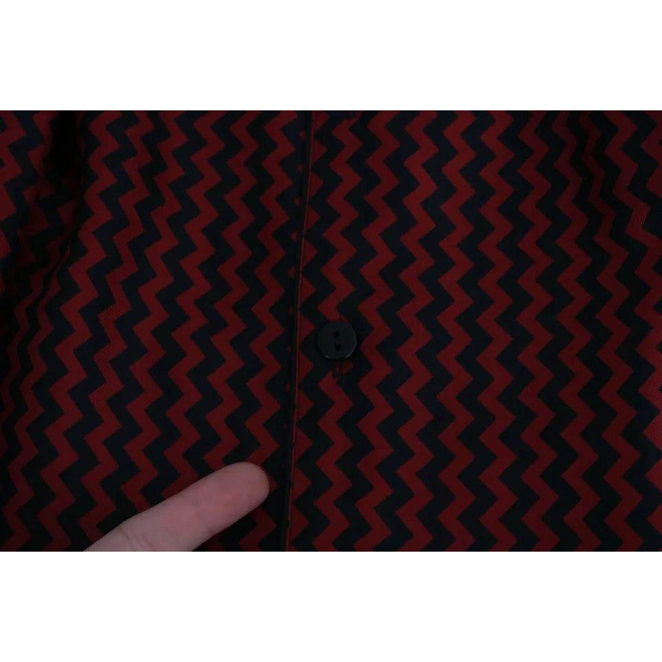 Dolce & Gabbana Black Red Zigzag Pattern Casual Shirt Dolce & Gabbana Black