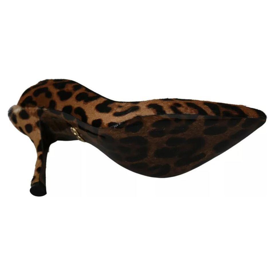 Dolce & Gabbana Brown Leopard Pony Hair Heels Pumps Shoes Dolce & Gabbana Black