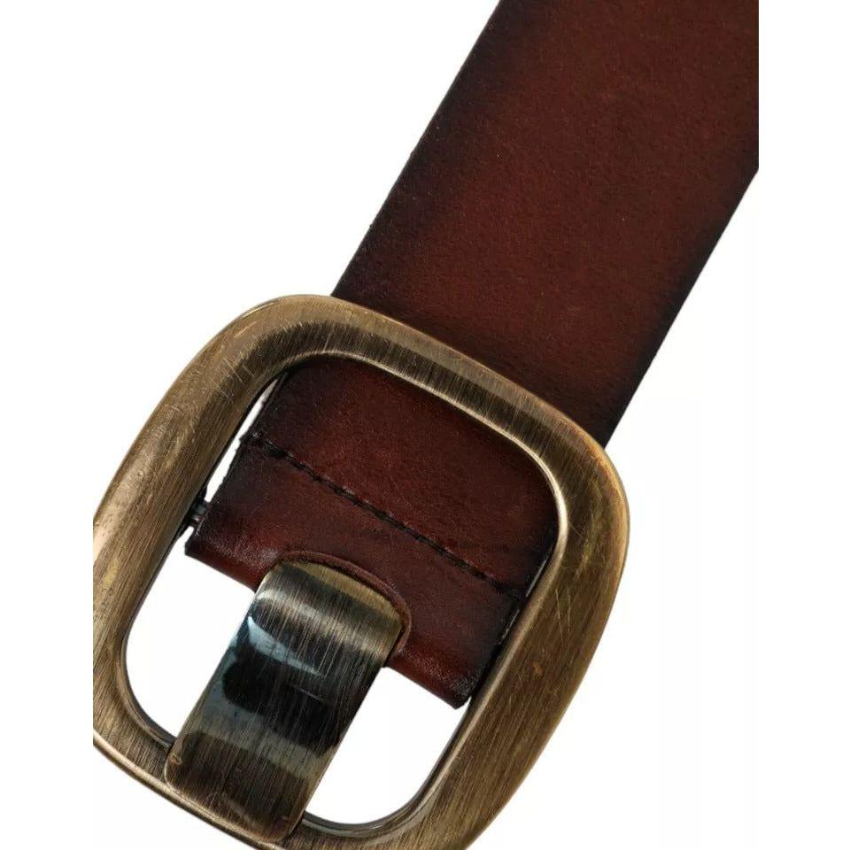 Dolce & Gabbana Brown Leather Gold Metal Buckle Women Belt Dolce & Gabbana Dark Slate Gray
