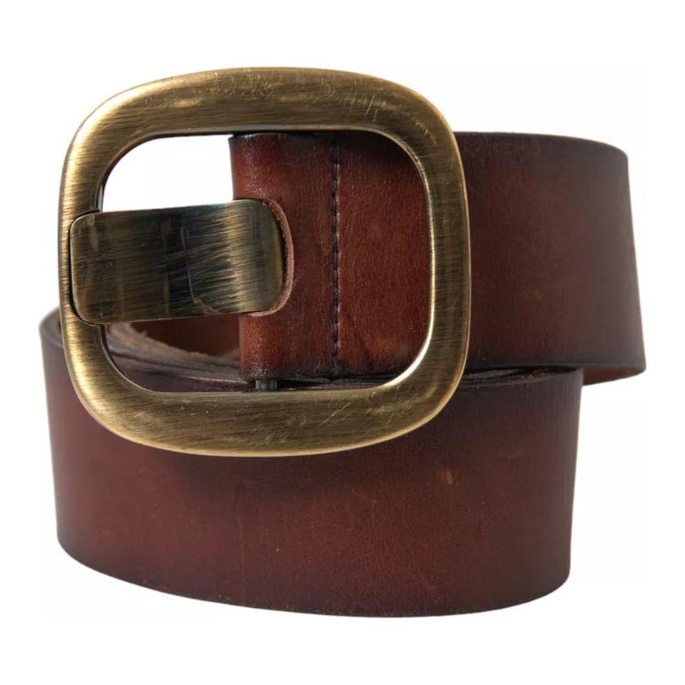 Dolce & Gabbana Brown Leather Gold Metal Buckle Women Belt Dolce & Gabbana Dark Slate Gray