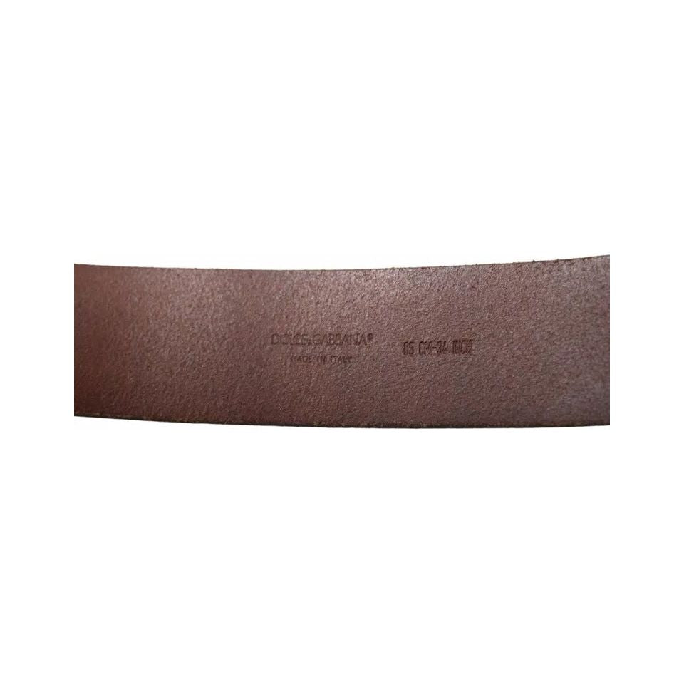 Dolce & Gabbana Brown Leather Gold Metal Buckle Women Belt Dolce & Gabbana Dim Gray