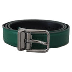 Dolce & Gabbana Green Calf Leather Silver Tone Metal Buckle Belt Dolce & Gabbana Dark Slate Gray