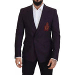 Dolce & Gabbana Purple Logo Single Breasted Wool Blazer Dolce & Gabbana Black