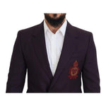 Dolce & Gabbana Purple Logo Single Breasted Wool Blazer Dolce & Gabbana Black