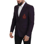 Dolce & Gabbana Purple Logo Single Breasted Wool Blazer Dolce & Gabbana Black