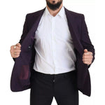 Dolce & Gabbana Purple Logo Single Breasted Wool Blazer Dolce & Gabbana Dark Slate Gray