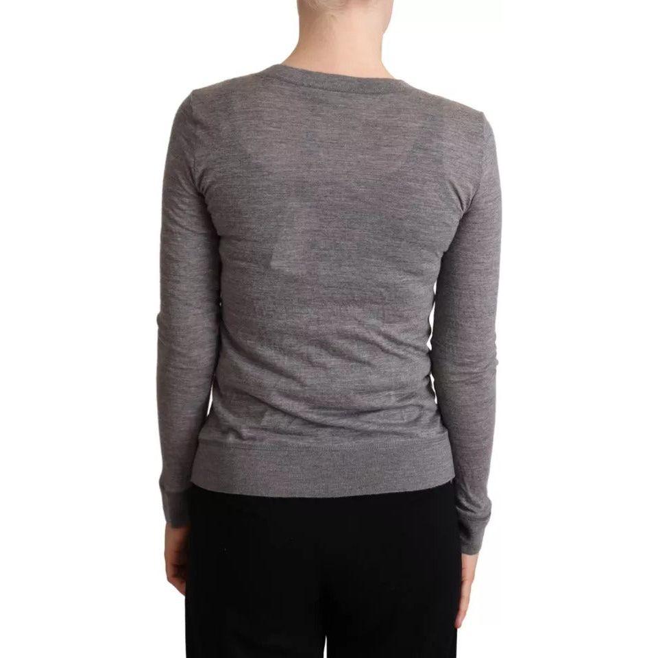 Dolce & Gabbana Gray Wool Button Down Cardigan Sweater Dolce & Gabbana Dim Gray