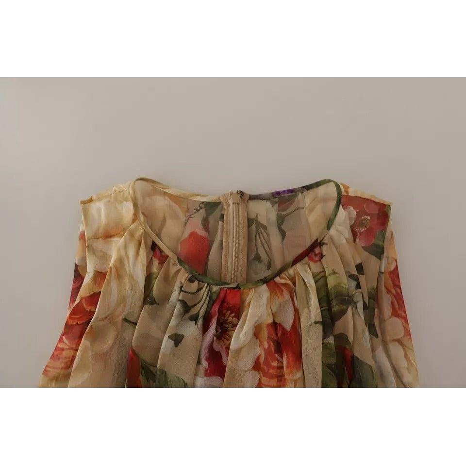 Dolce & Gabbana Beige Floral Sleeveless Round Neck Mini Dress Dolce & Gabbana Dark Gray