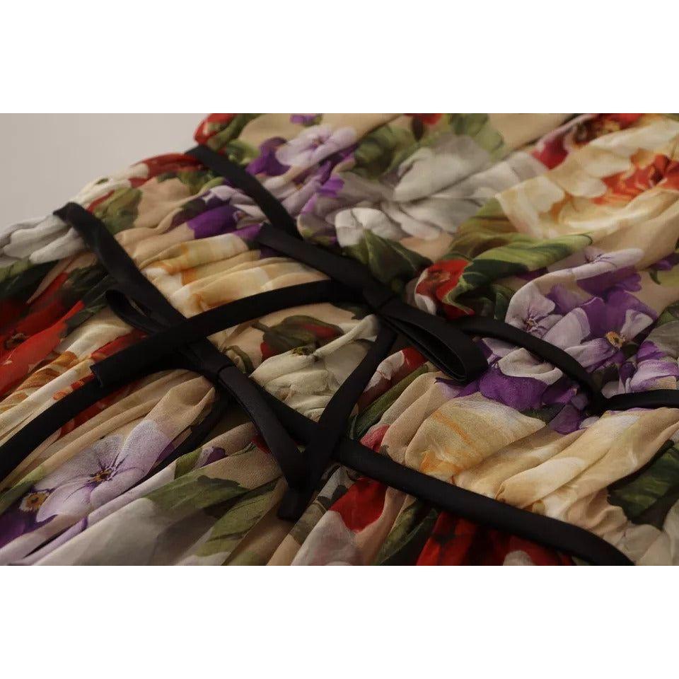 Dolce & Gabbana Beige Floral Sleeveless Round Neck Mini Dress Dolce & Gabbana Dark Slate Gray