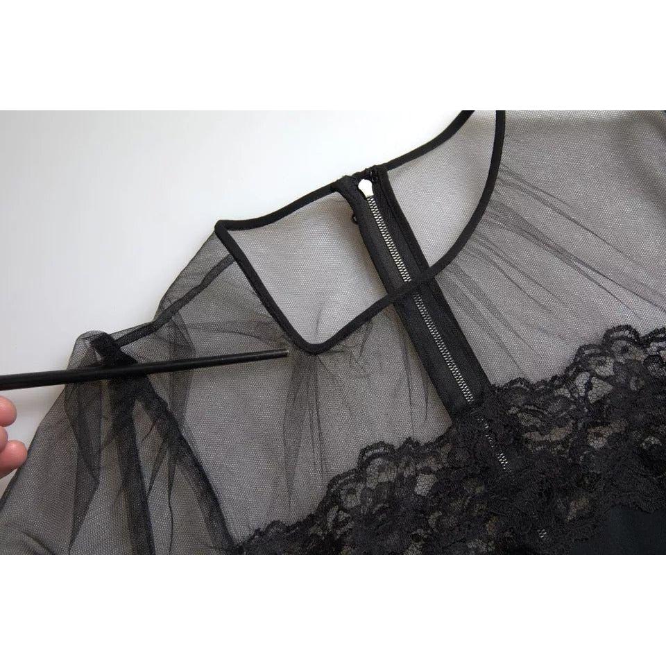 Dolce & Gabbana Black Sheer Floral Lace Sheath Midi Dress Dolce & Gabbana Dark Slate Gray
