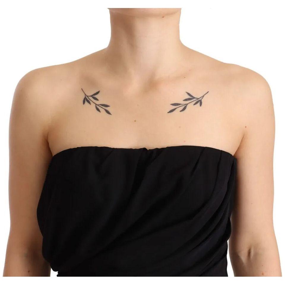 Dolce & Gabbana Black Silk Stretch Strapless Sheath Midi Dress Dolce & Gabbana Black