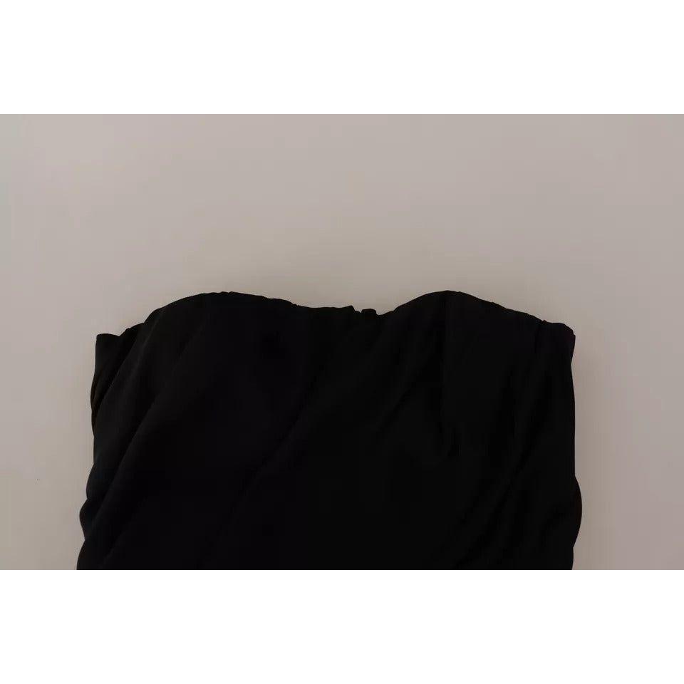 Dolce & Gabbana Black Silk Stretch Strapless Sheath Midi Dress Dolce & Gabbana Dark Gray
