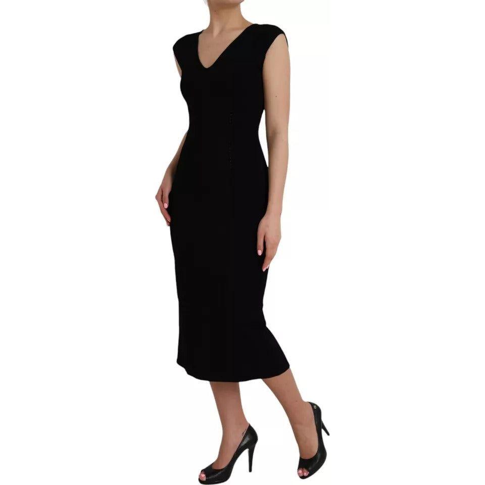 Dolce & Gabbana Black Viscose Sleeveless Bodycon Midi Dress Dolce & Gabbana Black