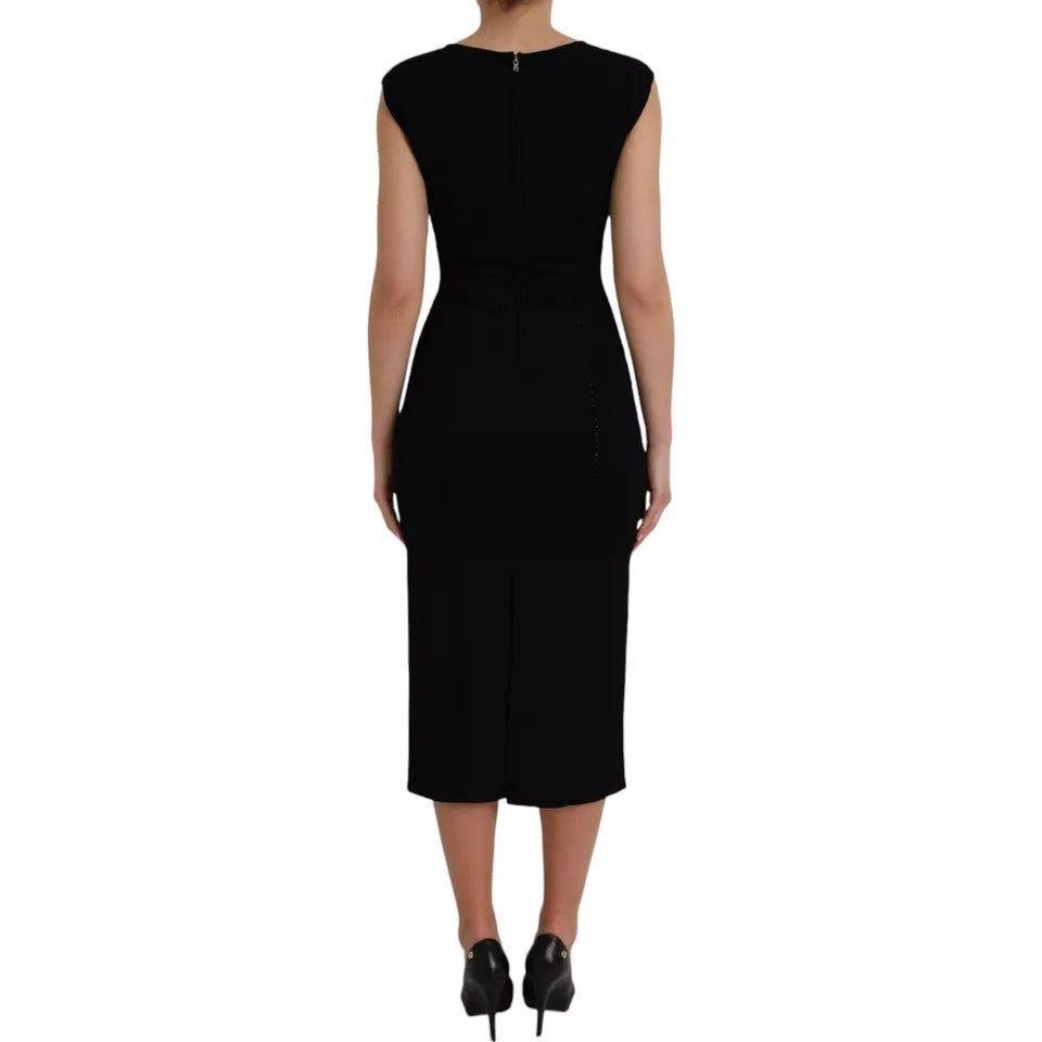 Dolce & Gabbana Black Viscose Sleeveless Bodycon Midi Dress Dolce & Gabbana Black