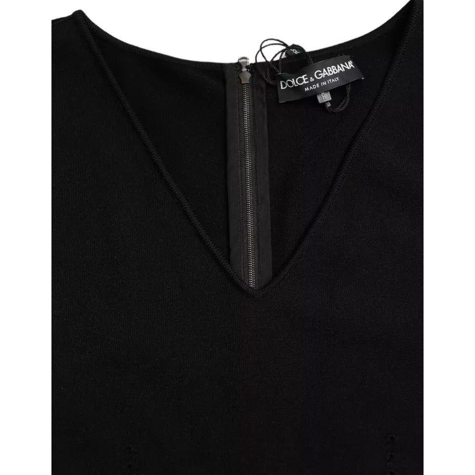 Dolce & Gabbana Black Viscose Sleeveless Bodycon Midi Dress Dolce & Gabbana Black
