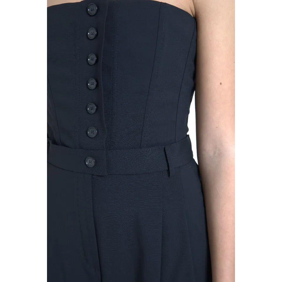 Dolce & Gabbana Black Wool Stretch Strapless Jumpsuit Dress Dolce & Gabbana Dark Slate Gray