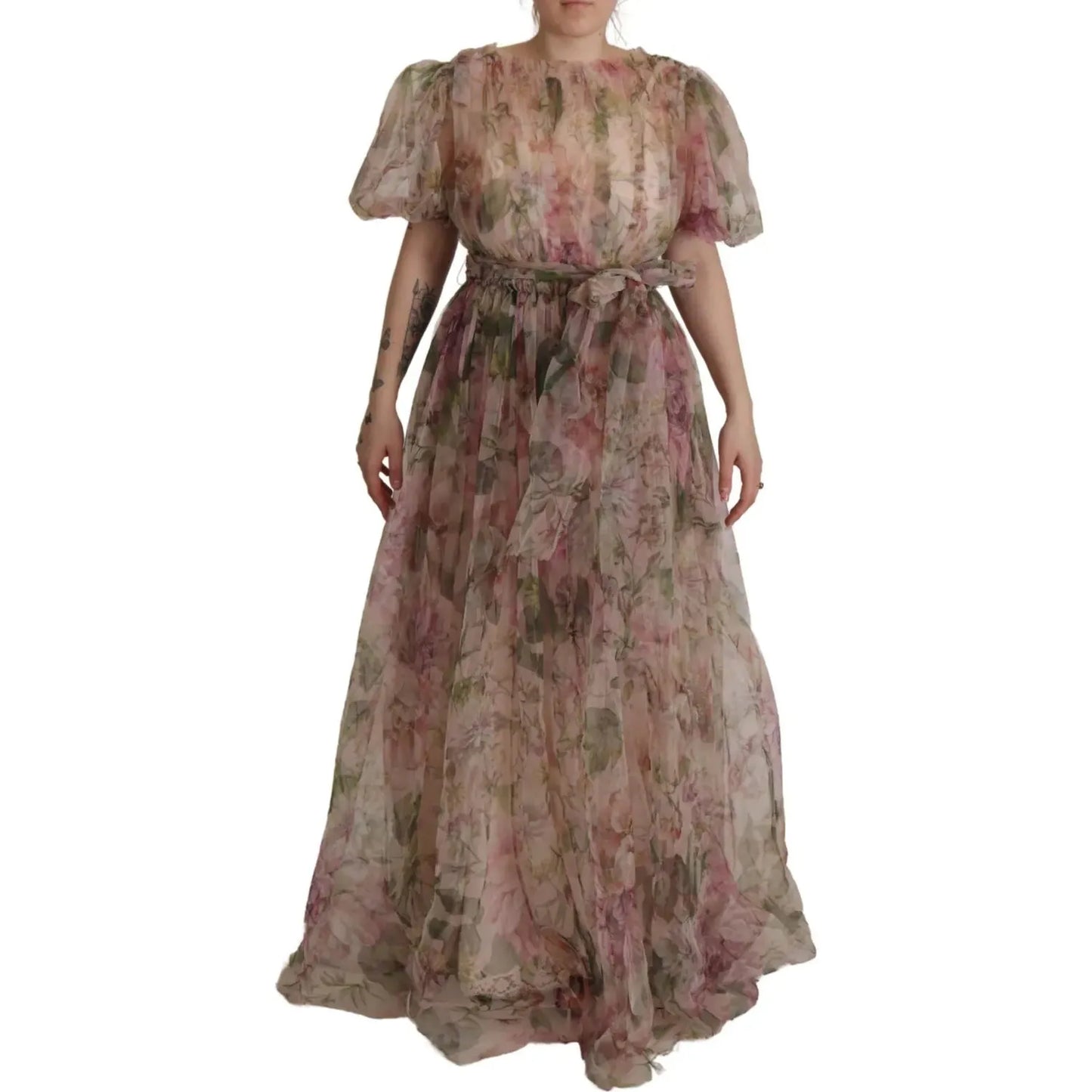 Dolce & Gabbana Multicolor Floral Print Long Maxi Gown Dress Dolce & Gabbana Dim Gray