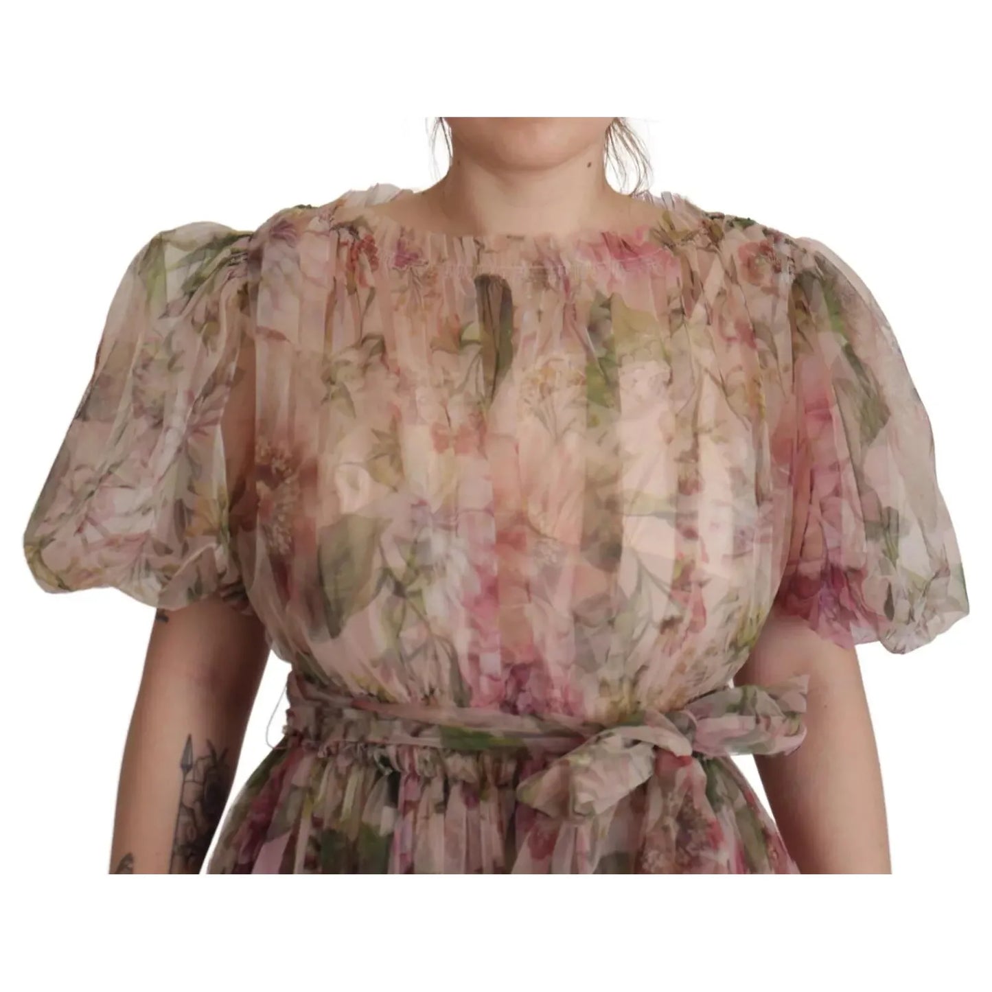 Dolce & Gabbana Multicolor Floral Print Long Maxi Gown Dress Dolce & Gabbana Rosy Brown
