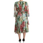 Dolce & Gabbana Multicolor Green Silk Wrap Gown Dress Dolce & Gabbana Slate Gray
